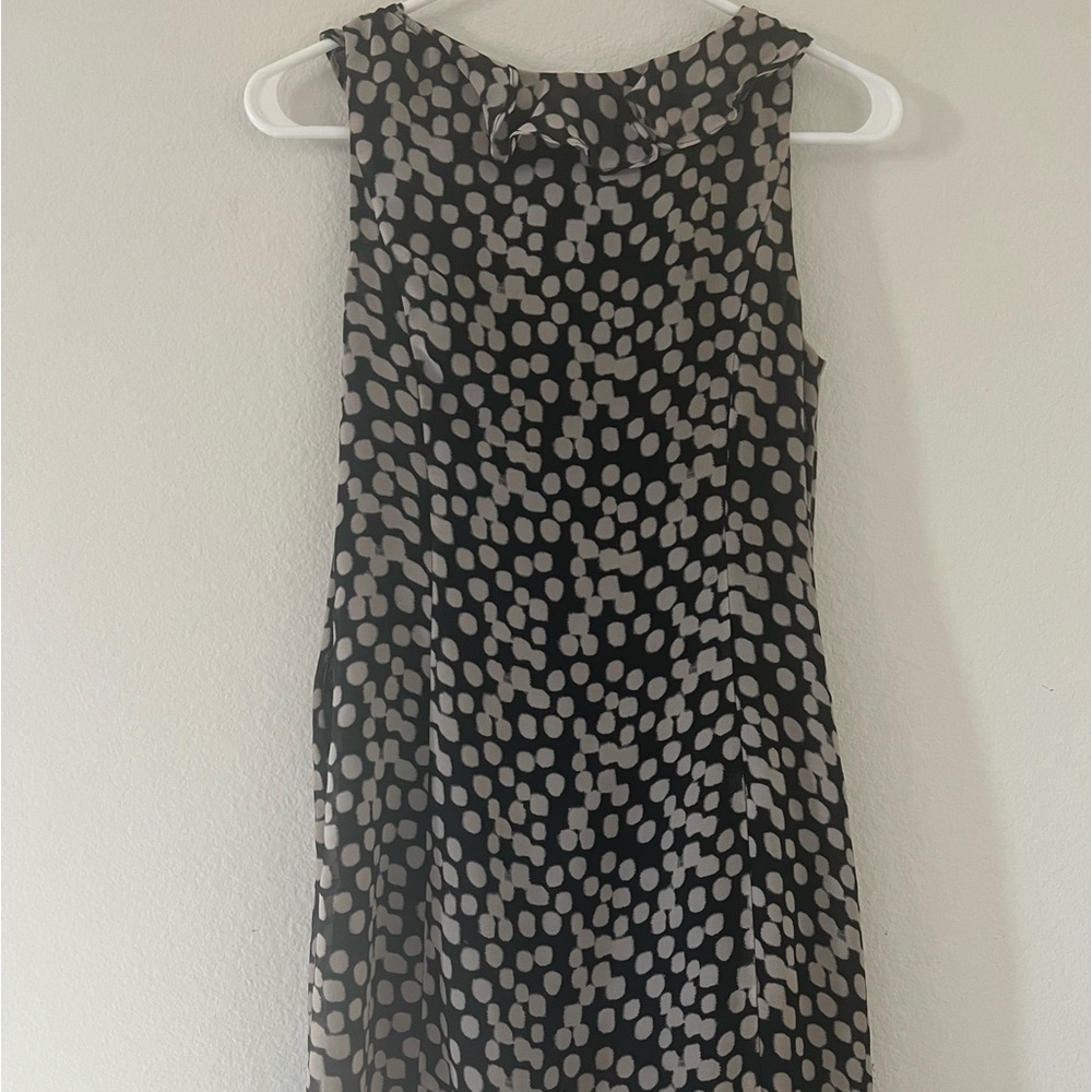 ADRIANA PAPELL Stylish Black & White Dress with Soft Draping  Ruffle’s